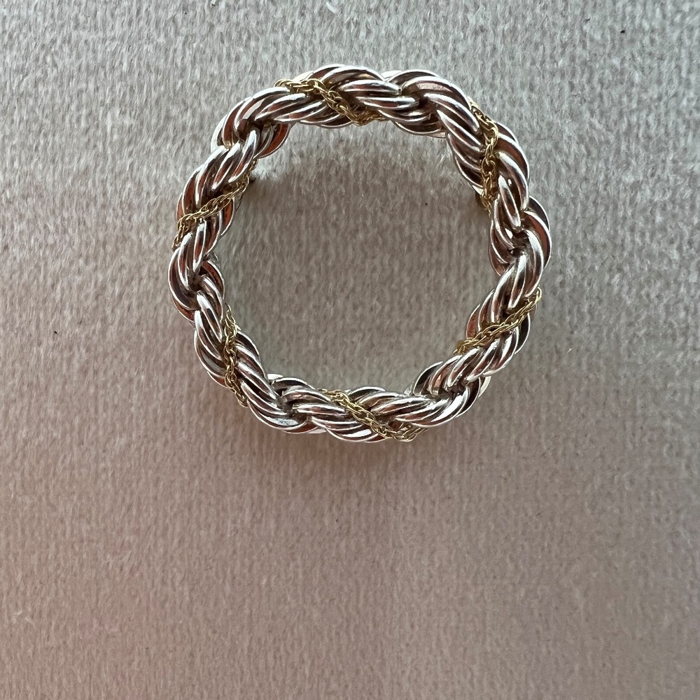 Tiffany & Co Estate Circle Wreath Brooch 18K Yellow Gold and Sterling Silver
